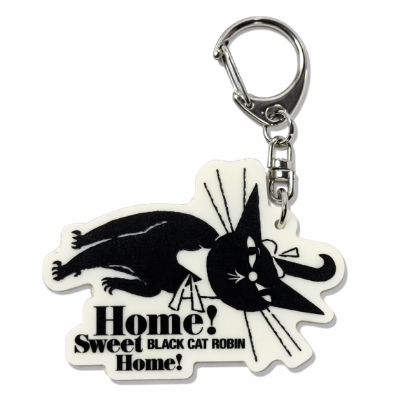 黒ねこ意匠《Home! Sweet Home!》Black Cat Robin 鑰匙圈 黒ねこ意匠, kuroneko_design, Black Cat Robin, 黑貓羅賓, 鑰匙圈, 吊飾, 插畫鑰匙圈, 貓咪周邊, 設計小物, 日本設計, Home Sweet Home, 黑貓商品, 壓克力吊飾, 禮物推薦