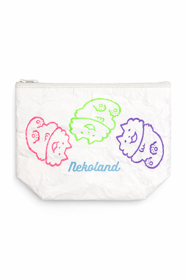 ねこらんど｜彩虹貓咪樂園 Tyvek 輕量收納袋 彩虹貓咪樂園, NekoLand, ねこらんど, Tyvek 收納袋, 輕量收納包, 插畫收納袋, 化妝包, 小物收納, 日系插畫, 療癒小物, 隨身包