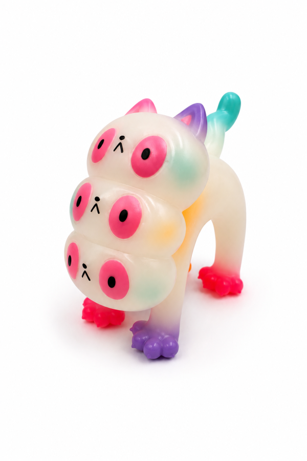 GID Dahlia(夜光）｜ Doppel Toy Doppel Toy 原創角色 GID Dahlia 夜光版 Sofubi。採用 Glow in the Dark 夜光軟膠材質,半透明搭配粉嫩漸層噴塗,融合可愛與怪誕美學,展現品牌獨特的 Spooky Cute 風格。正版藝術玩具由 Space3 販售。
