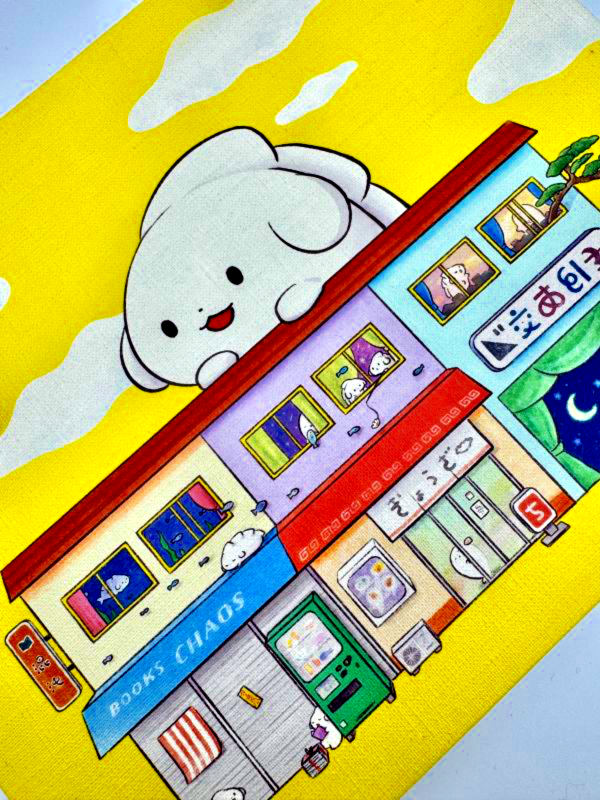 餃子のちゃおさん｜屋頂上的餃子 插畫畫布 餃子, 餃子のちゃおさん, 日系插畫, 插畫畫布, 療癒風, 可愛角色, 居家擺飾, 桌上畫布, 送禮推薦, 插畫收藏