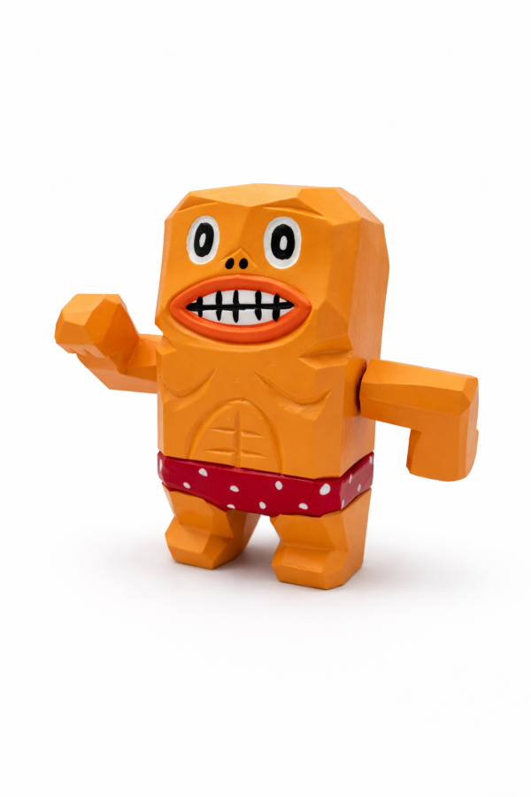 筋肉人｜KENZI Kenzi Murabayashi, 筋肉人公仔, 肌肉公仔, 木雕公仔, 幾何角色玩具, low poly toy, 設計師玩具, art toy 日本, 手作木雕, 搞怪公仔, 收藏玩具, 角色公仔, 展示擺件