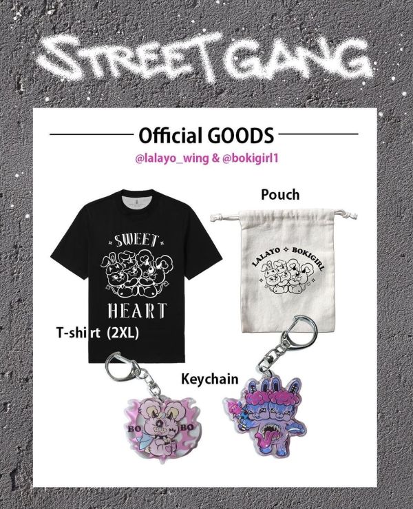 (BOKI & LALAYO) x STREE GANG展場限定周邊商品 LALAYO WING
BOKI
BOKI RP
設計師聯名
街頭玩具
sofubi 文化
原創角色
聯名 T-shirt
鑰匙圈
收納袋
玩具設計師周邊
藝術家官方商品