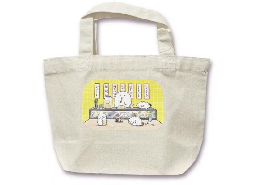 餃子のちゃおさん｜餃子居酒屋 午餐手提袋 餃子のちゃおさん原創插畫,餃子們在居酒屋裡吃飯的可愛畫面,做成實用午餐手提袋。適合裝便當、水壺、點心,日常通勤、上學、野餐都好用。