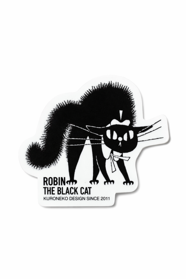 黒ねこ意匠《黑貓羅賓》夜光貼紙 黒ねこ意匠, kuroneko_design, 黑貓羅賓, ROBIN THE BLACK CAT, 夜光貼紙, 發光貼紙, 日本設計貼紙, 插畫貼紙, 貓咪貼紙, 設計師商品, 生活選物, 療癒小物, 行李箱貼紙, 筆電貼紙, 收藏貼紙