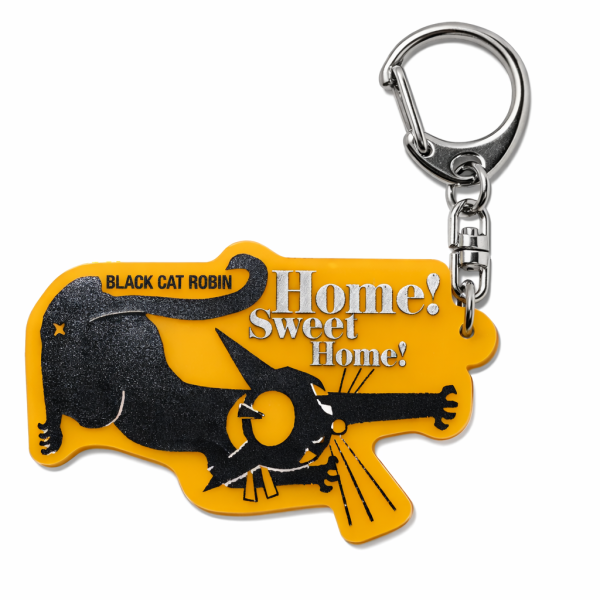 黒ねこ意匠《Home! Sweet Home!》Black Cat Robin 鑰匙圈 黒ねこ意匠, kuroneko_design, Black Cat Robin, 黑貓羅賓, 鑰匙圈, 吊飾, 插畫鑰匙圈, 貓咪周邊, 設計小物, 日本設計, Home Sweet Home, 黑貓商品, 壓克力吊飾, 禮物推薦