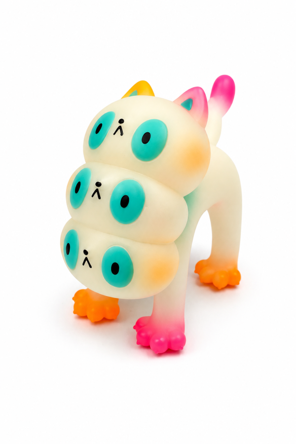 GID Dahlia(夜光）｜ Doppel Toy Doppel Toy 原創角色 GID Dahlia 夜光版 Sofubi。採用 Glow in the Dark 夜光軟膠材質,半透明搭配粉嫩漸層噴塗,融合可愛與怪誕美學,展現品牌獨特的 Spooky Cute 風格。正版藝術玩具由 Space3 販售。