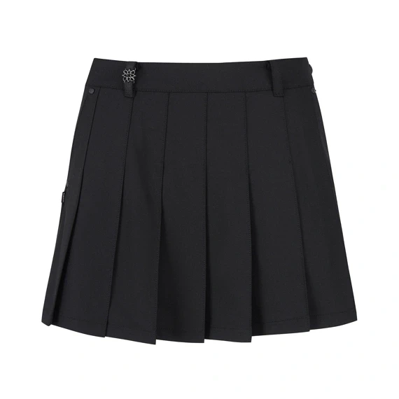 【 St ANDREWS 】縫線細節百褶裙 黑色 