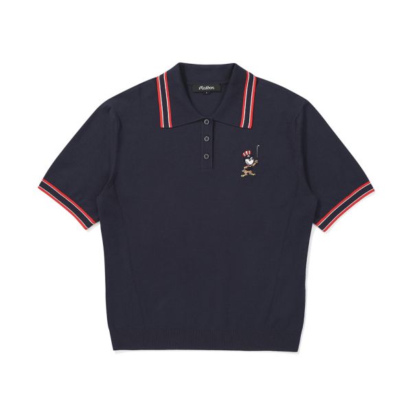 【 MALBON S現貨  】女款跳色POLO衫 海軍藍 