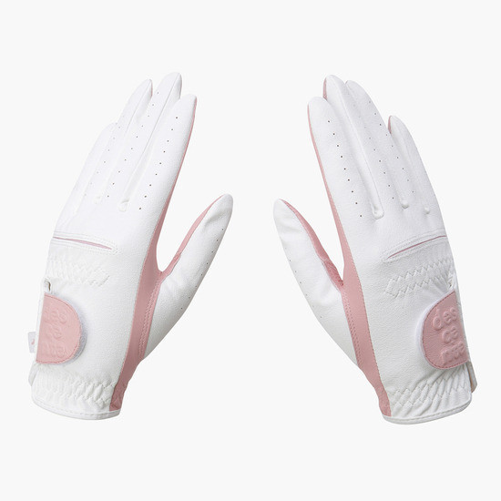 【 DESCENTE 】女款拼接羊皮手套 雙手 粉 