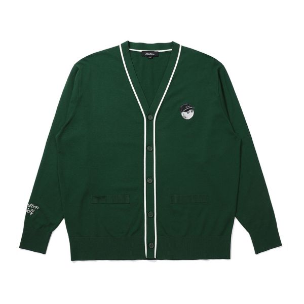 【 MALBON 】男款V領針織外套 綠色 