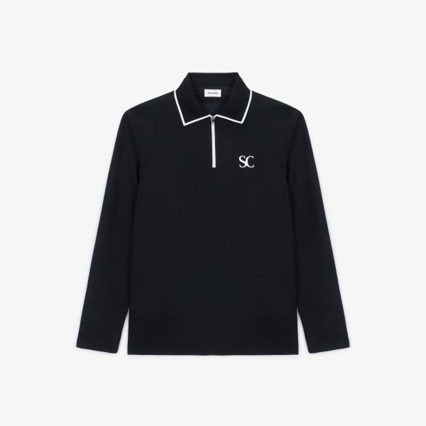 【 SOUTHCAPE 】男款拉鍊POLO衫 黑 