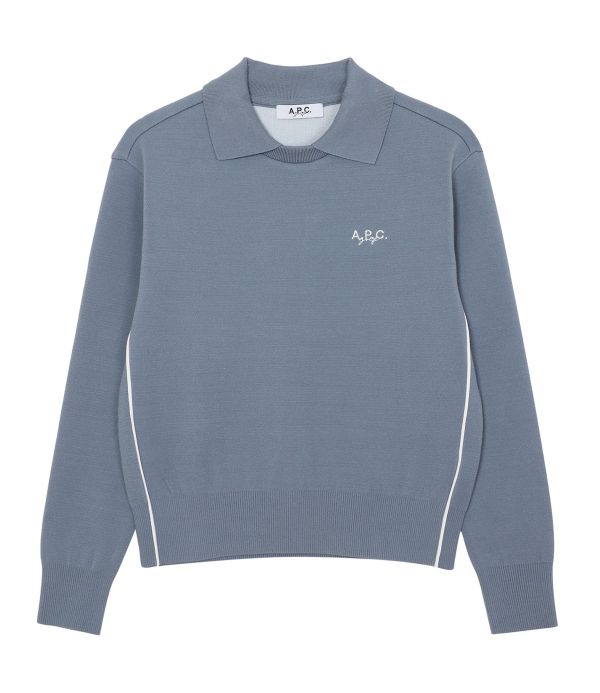 【 A.P.C golf 】女款假兩件針織上衣 藍 