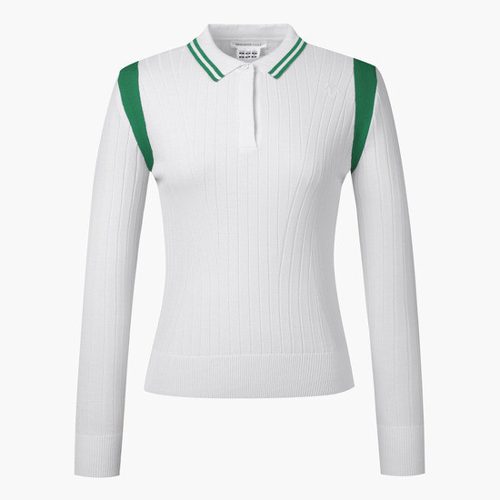 【 DESCENTE 】女款羅紋POLO衫 白 