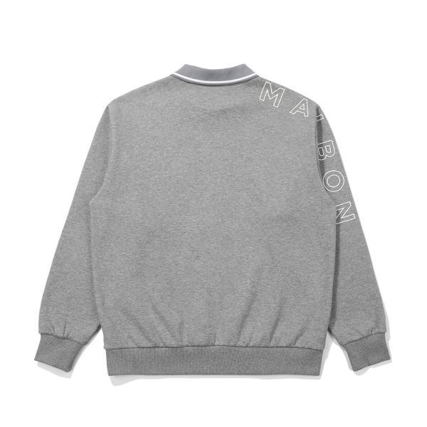【 MALBON 】男款棉質微刷毛上衣 淺灰 
