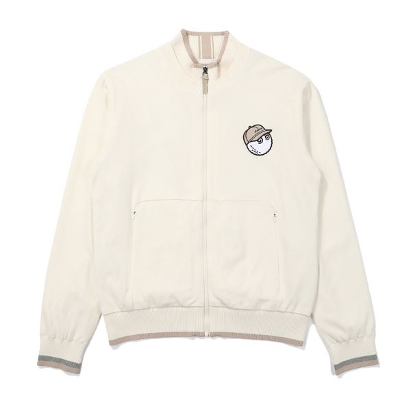 【 MALBON 】男款針織拉鍊外套 米白 