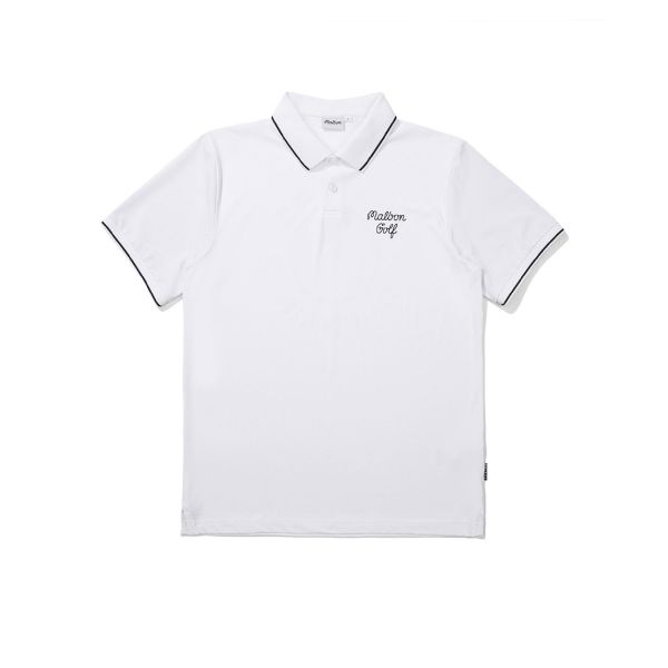 【 Malbon 】男款 Bucket 網布拼接Polo衫 白 