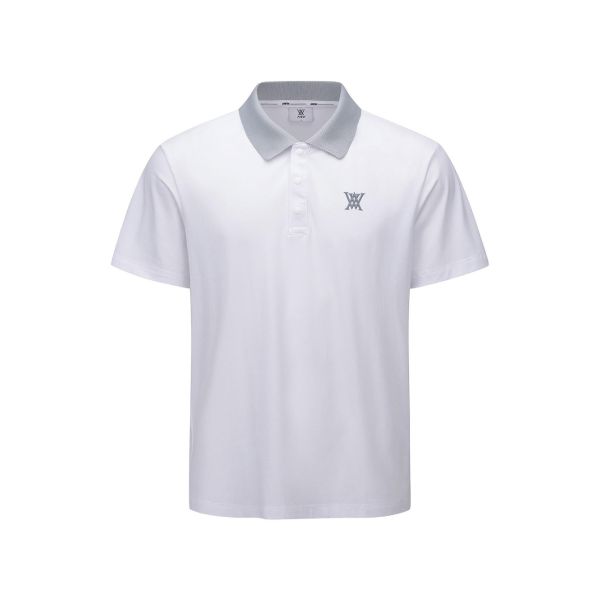 【 ANEW L現貨 】男士撞色領領短 POLO衫 白 