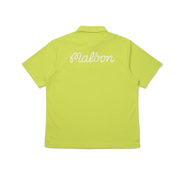 【 Malbon L現貨 】男款大LOGO素POLO 螢光綠 