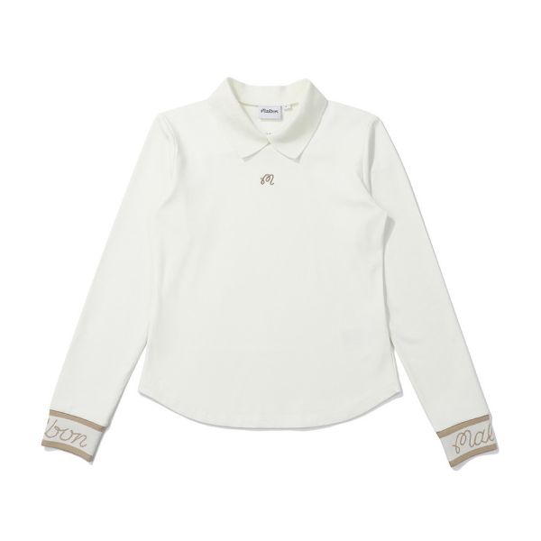 【 MALBON 】女款針織混紡POLO衫 白色 