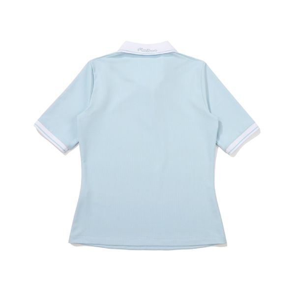 【 Malbon S現貨 】女款螺紋V領POLO 水藍 