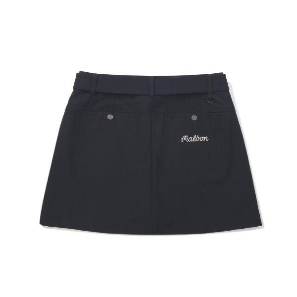 【 MALBON 新品 】腰帶造型短裙 深藍 