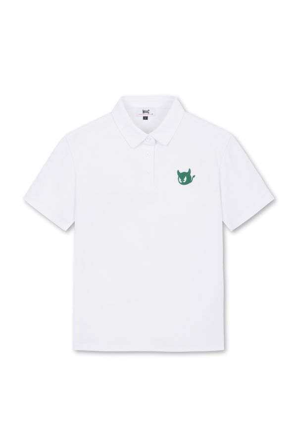 【 WAAC M現貨 】女款短袖領口拉鏈POLO衫 白 