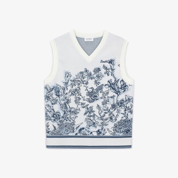 【 SOUTHCAPE 】女款V領針織背心 藍 