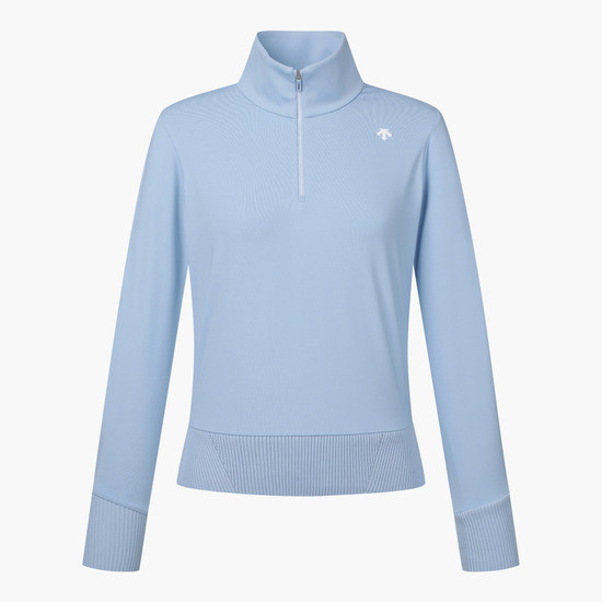 【 DESCENTE 80現貨 】女款高領拉鍊上衣 淺藍 