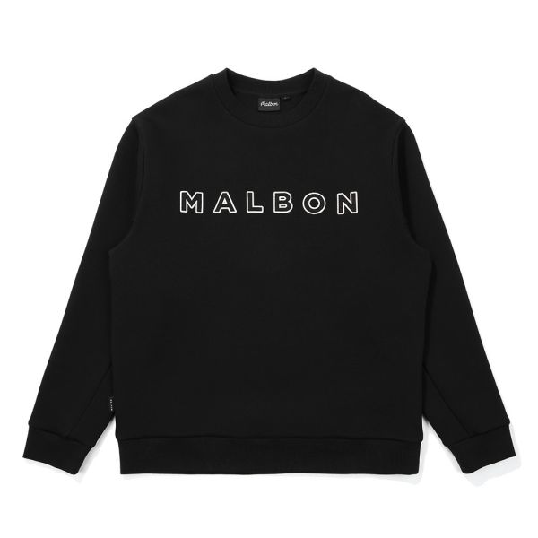 【 MALBON 】男款刺繡大學T 黑色 
