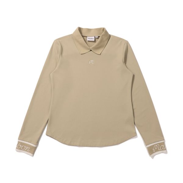 【 MALBON 】女款針織混紡POLO衫 卡其 