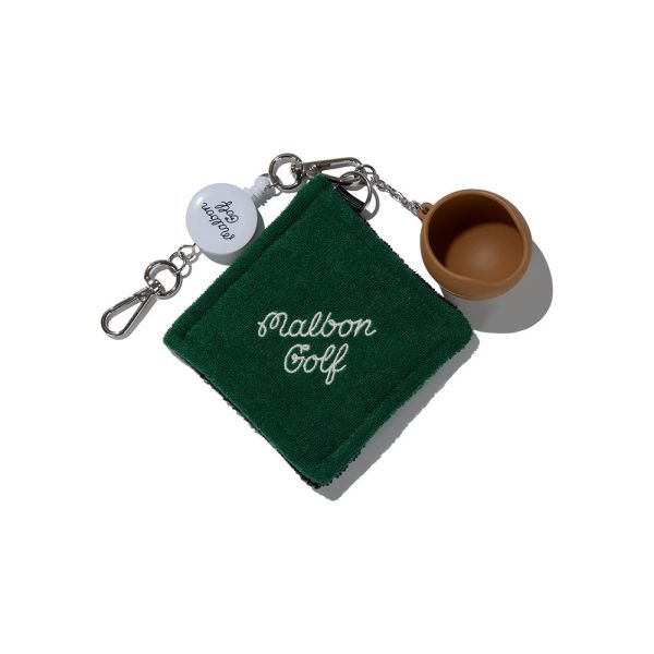 【 MALBON 現貨 】高爾夫球巾收納組 軍綠 