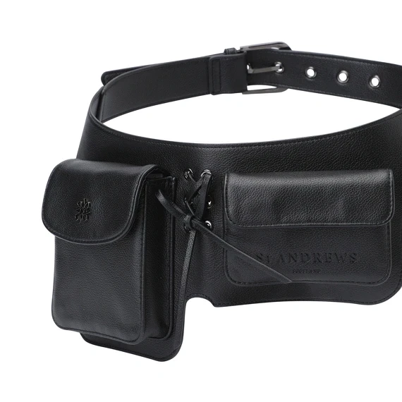 【 St ANDREWS 】女款高爾夫皮革腰包 黑色 