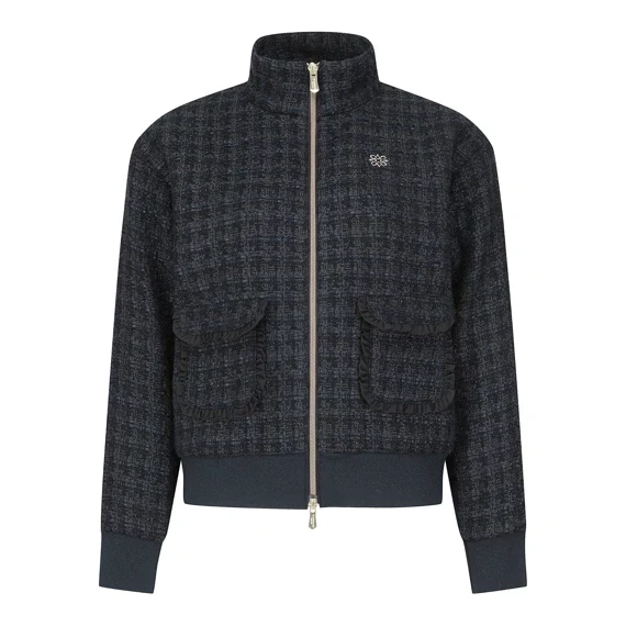 【 St ANDREWS 】女款毛呢花紋外套 海軍藍 