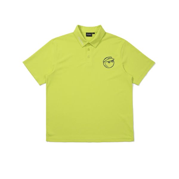 【 Malbon L現貨 】男款大LOGO素POLO 螢光綠 