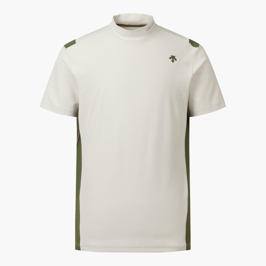 【 DESCENTE 】男款高領短袖上衣 米白 