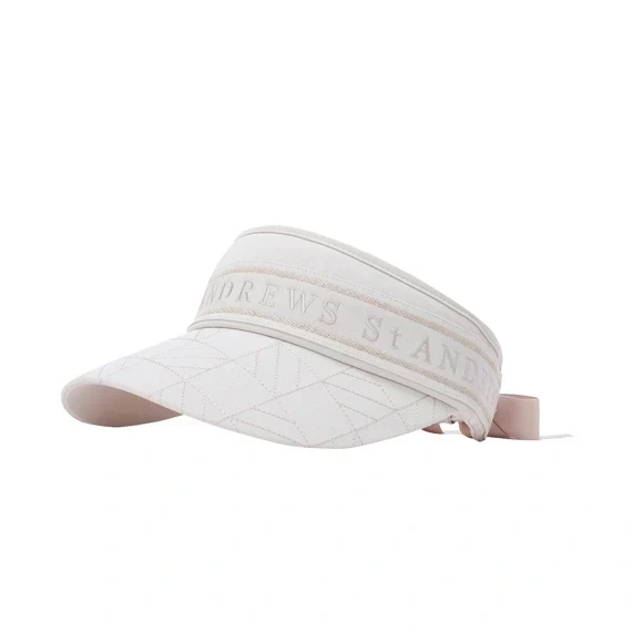 【 St ANDREWS 】女款縫線空頂遮陽帽 白色 