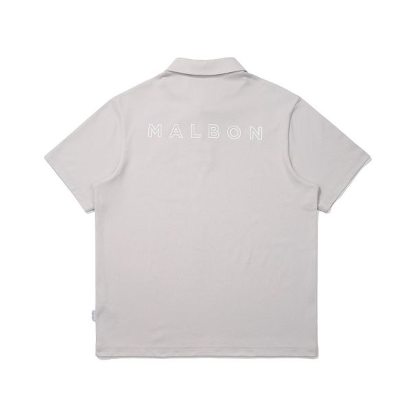【 MALBON 】男款排汗速乾POLO衫 淺灰 