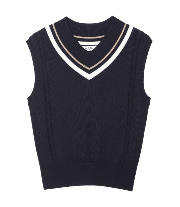 【 A.P.C golf 】女款V領針織背心 黑 