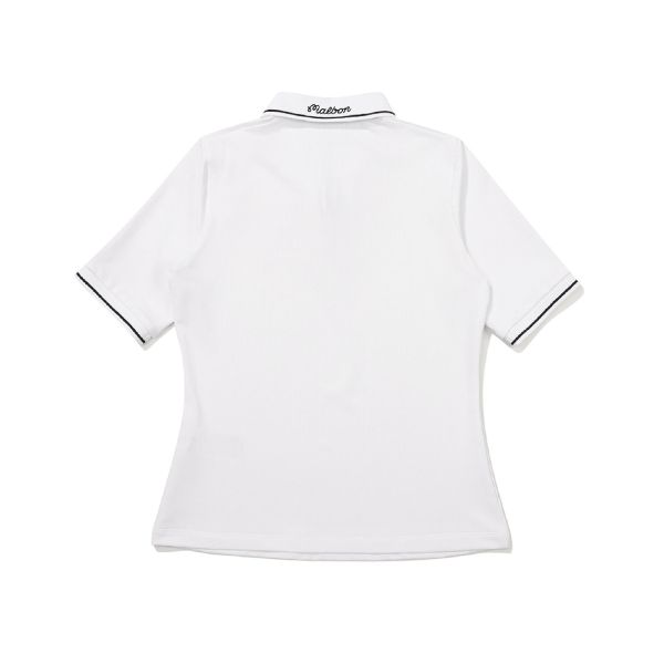【 Malbon XS現貨 】女款螺紋V領POLO 白 