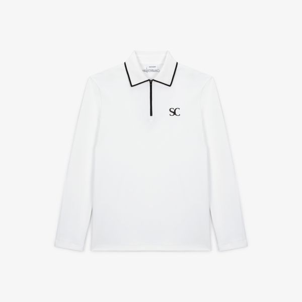 【 SOUTHCAPE 】男款拉鍊POLO衫 白 