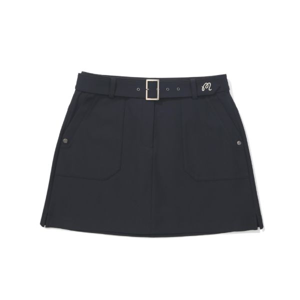 【 MALBON 新品 】腰帶造型短裙 深藍 