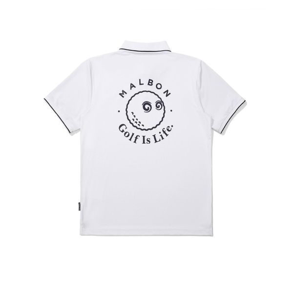 【 Malbon 】男款 Bucket 網布拼接Polo衫 白 