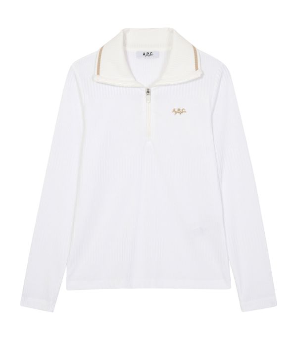 【 A.P.C golf 】女款羅紋拉鍊上衣 白 