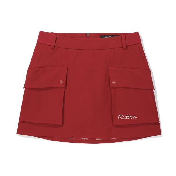 【 MALBON 24現貨 】雙口袋H型短裙 紅 