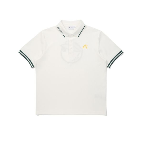 【 Malbon 】男款領logo polo 白 