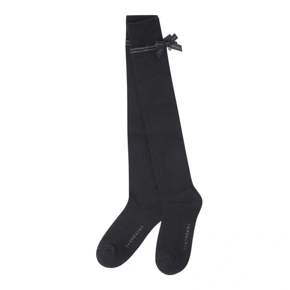 【 St ANDREWS 】蝴蝶結過膝長襪 黑色 