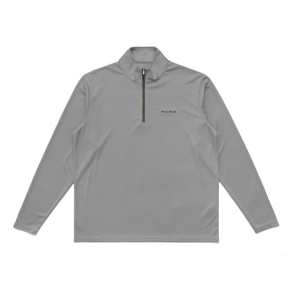【 MALBON 】男款拉鍊透氣上衣 灰色 