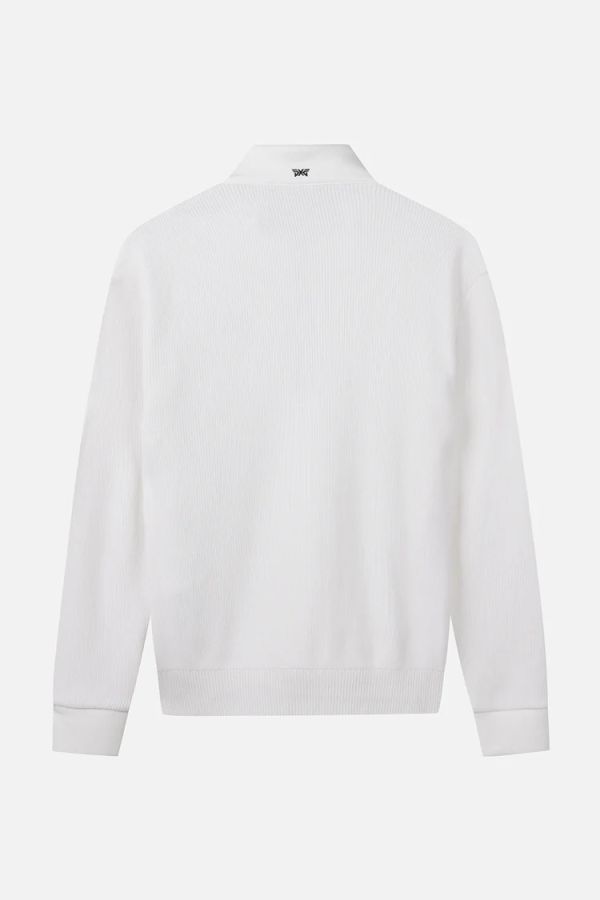 【 PXG 】男款秋冬拼接拉鍊上衣 白 