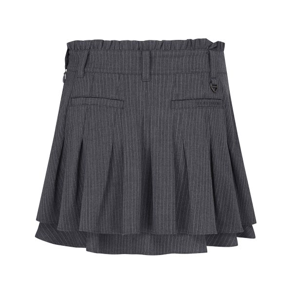 【 St ANDREWS XS現貨 】雙層條紋百褶裙 灰 