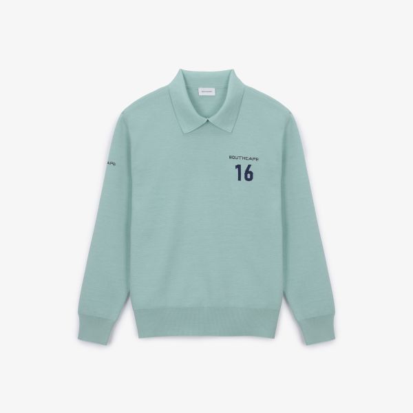 【 SOUTHCAPE 】男款針織翻領上衣 綠 